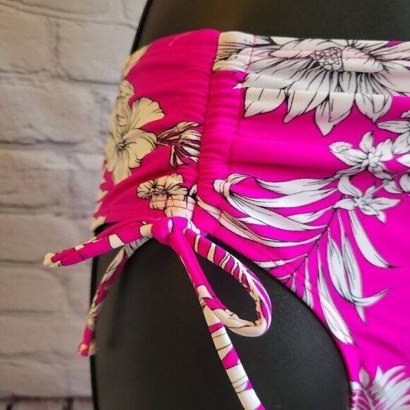 California Waves Multi Color Floral Stretch Side Tie Moderate Coverage Bottom - Picture 2 of 5